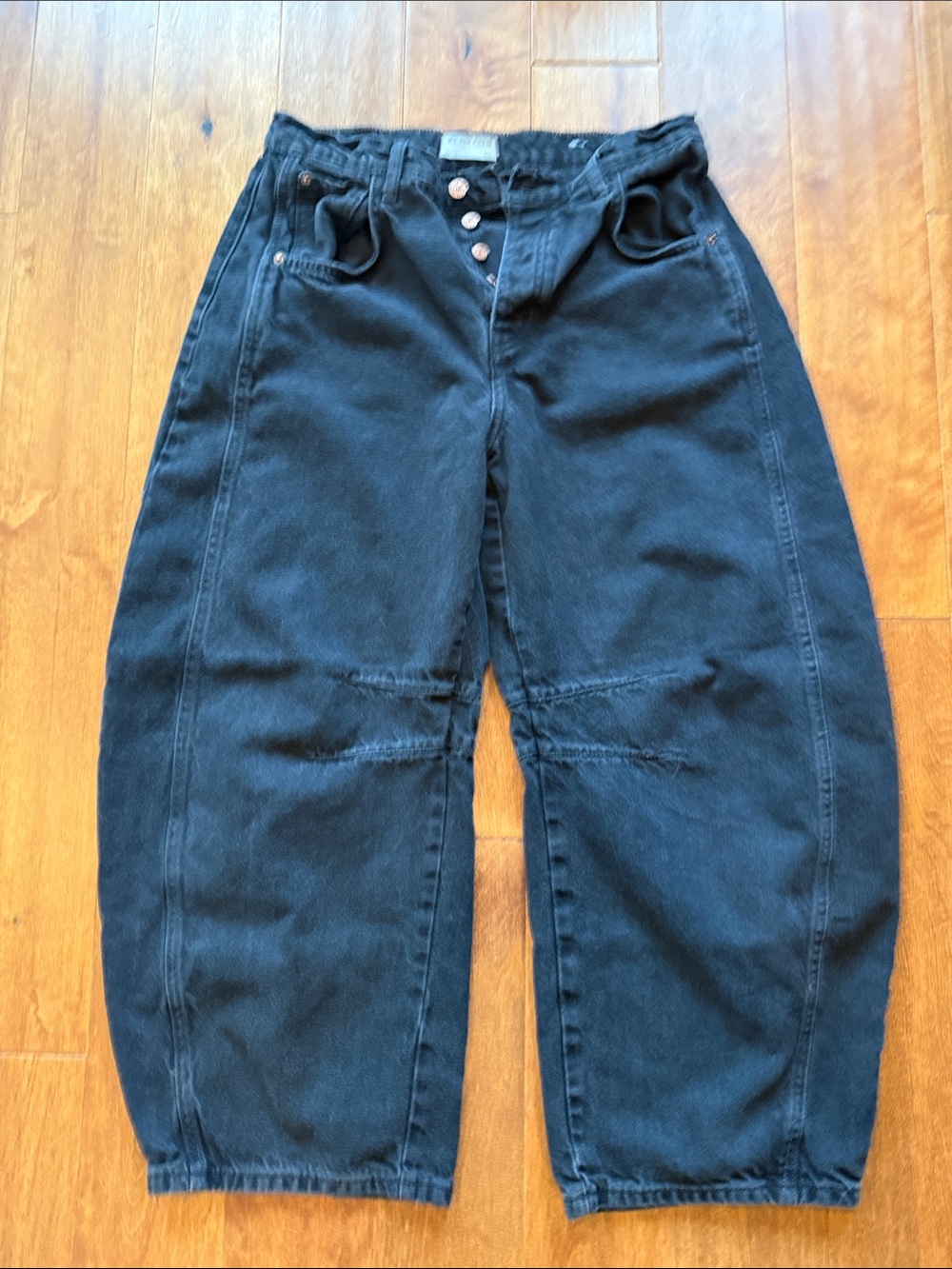 We The Free Black Boyfriend High-Rise Button-Front Jeans
